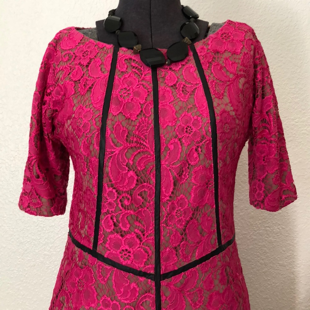 Professional/party dress in a beautiful lacy pink!